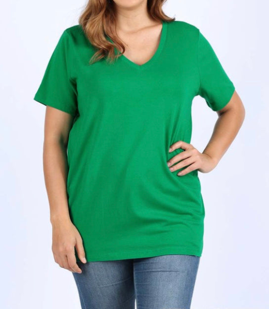 Kelly Green Relaxed Fit V Neck