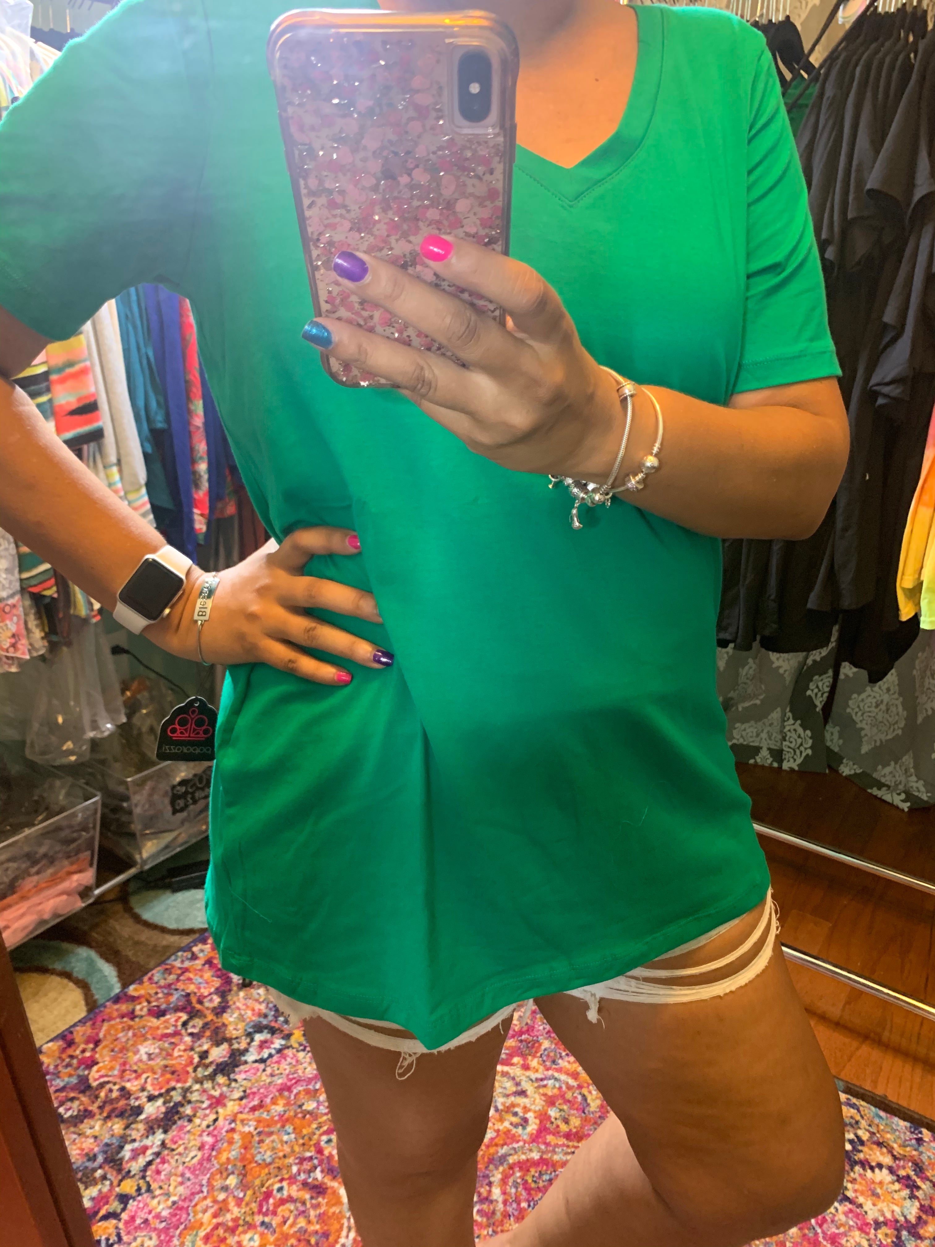 Kelly Green Relaxed Fit V Neck