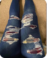 Load image into Gallery viewer, Distressed Plaid Jeans
