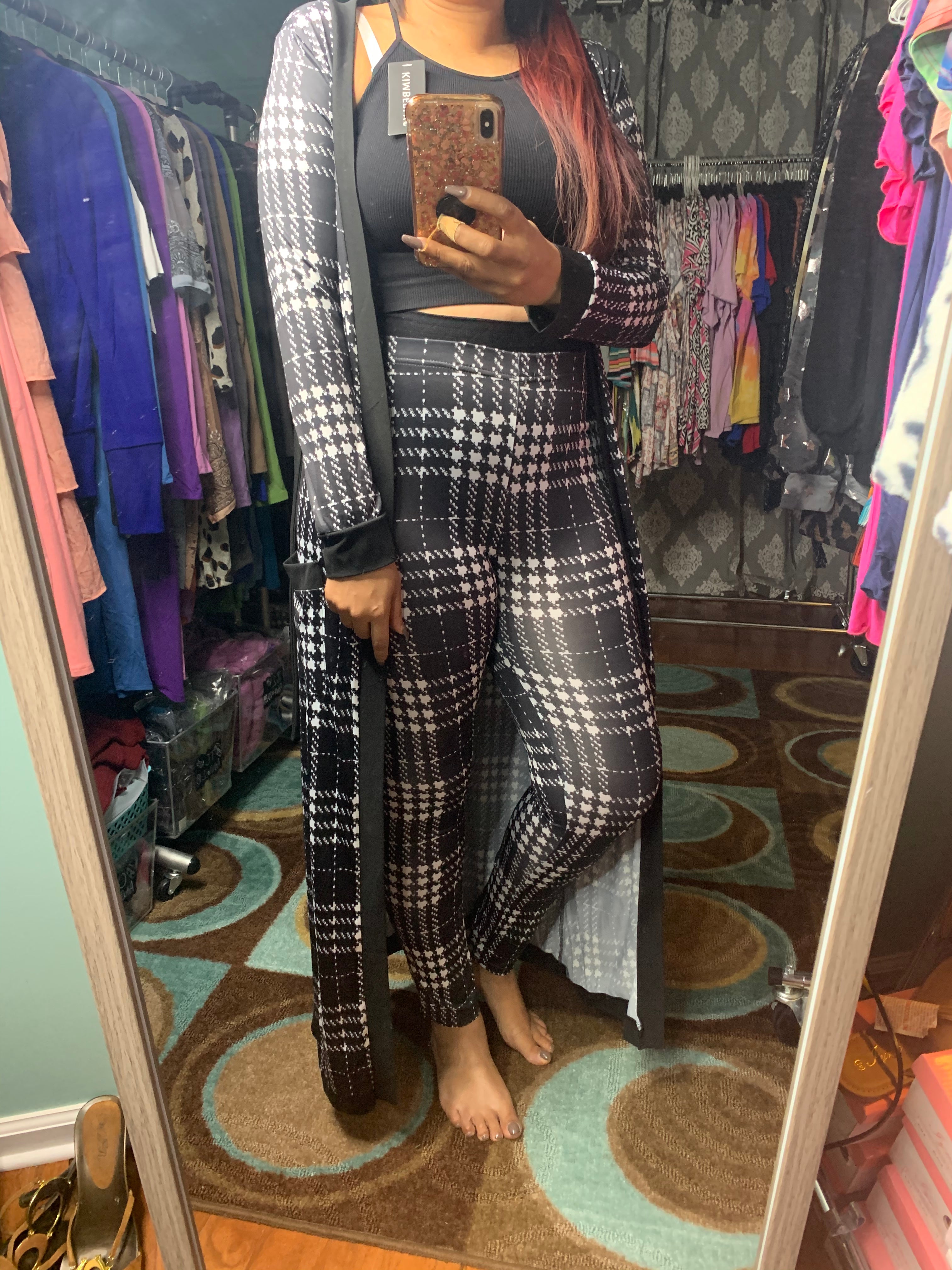 Houndstooth Two Piece Loungewear  Outfit