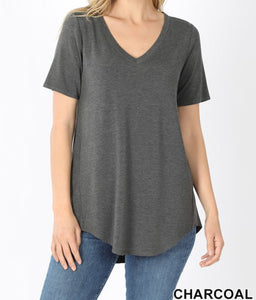 Charcoal Relaxed Fit V Neck